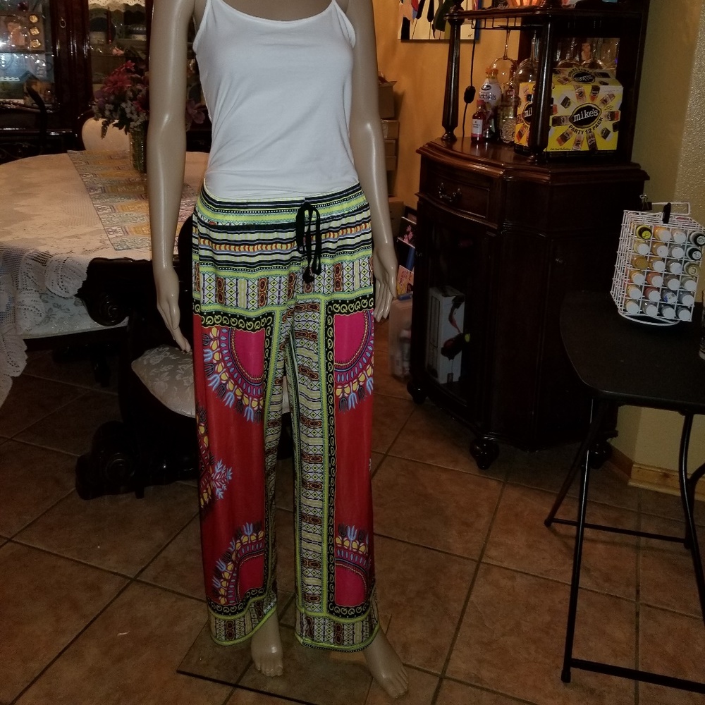 Red Harem Print Pants